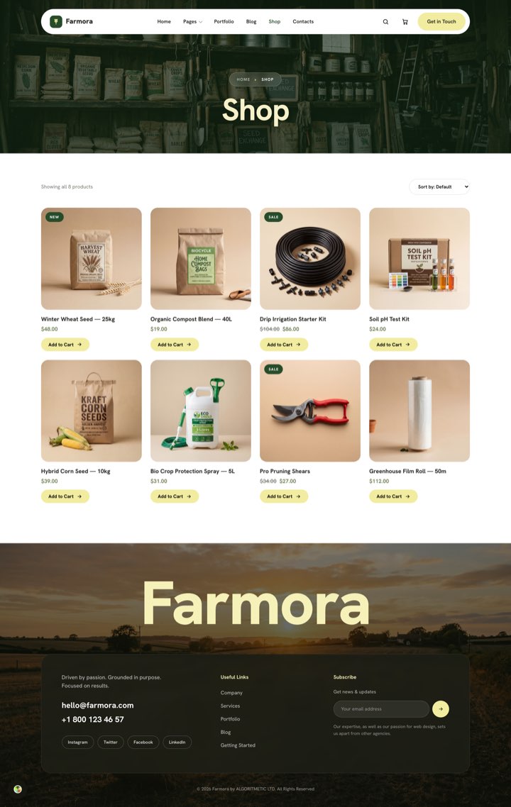Farmora Green — Shop page