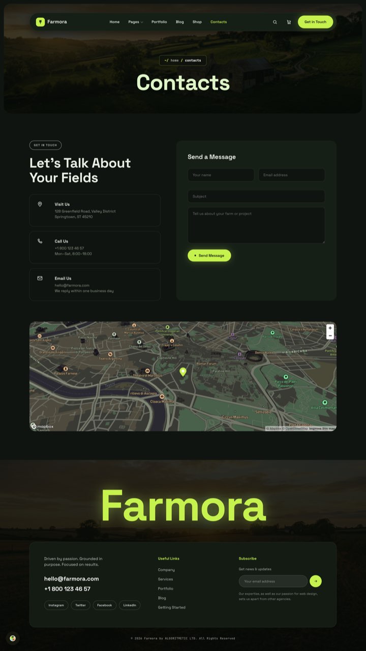 Nightfield — Contacts + Map page