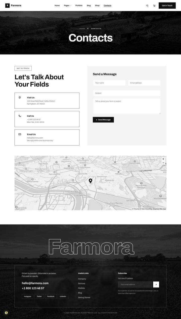 Monoline — Contacts + Map page