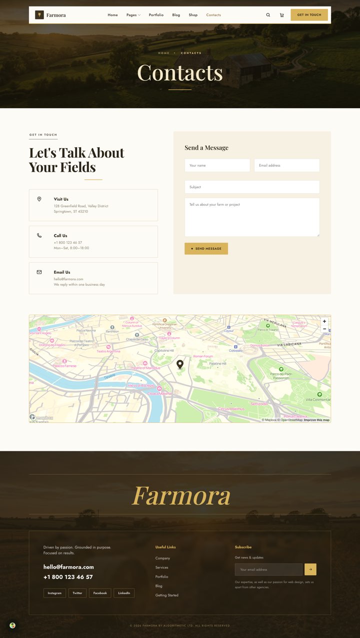 Golden Estate — Contacts + Map page